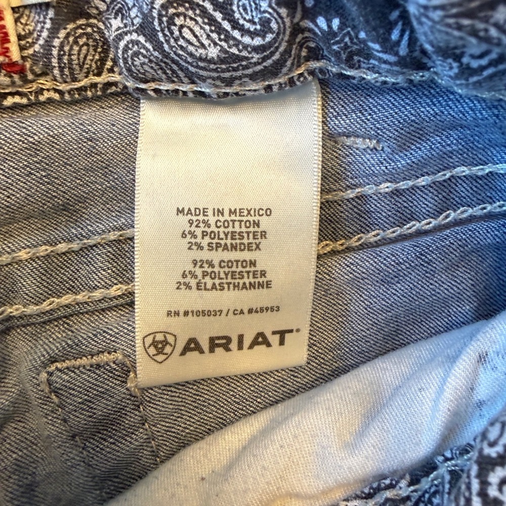 Ariat REAL Denim Womens 26S Blue Mid Rise Bootcut Jeans AW 4044 E Paisley Lining - Picture 4 of 12